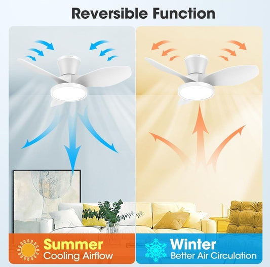 ocioc Quiet Ceiling Fan with LED Light DC motor 32 inch Large Air Volume Remo...