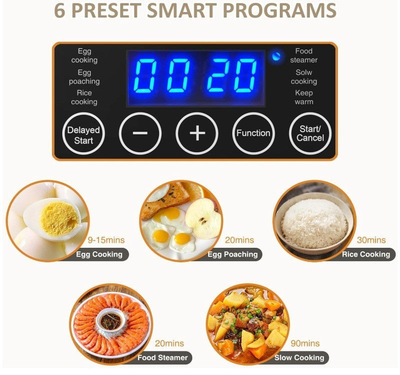 2 Tiers Electric Food Steamer for Cooking, 4 QT Digital Multi Vegetable