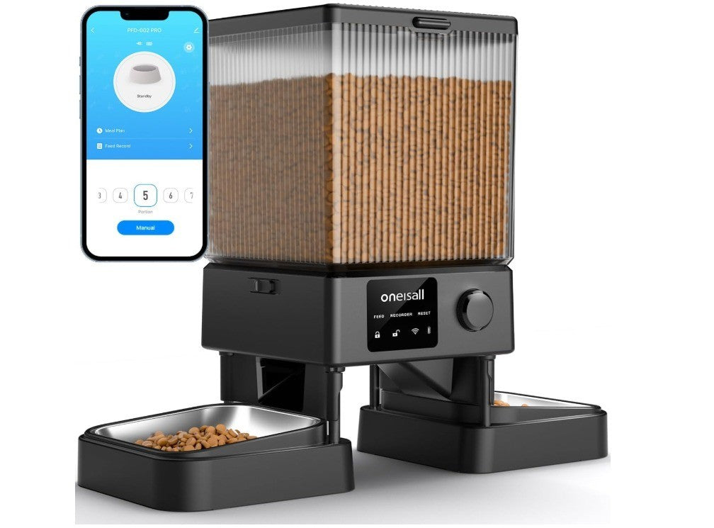 oneisall Automatic Cat Feeder with 5G WiFi, Automatic Cat Food Dispenser for 2 C