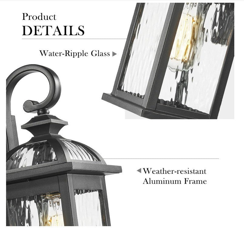 Darkaway Outdoor Lights Fixture Wall Mount, Exterior Wall Light with Water Rippl