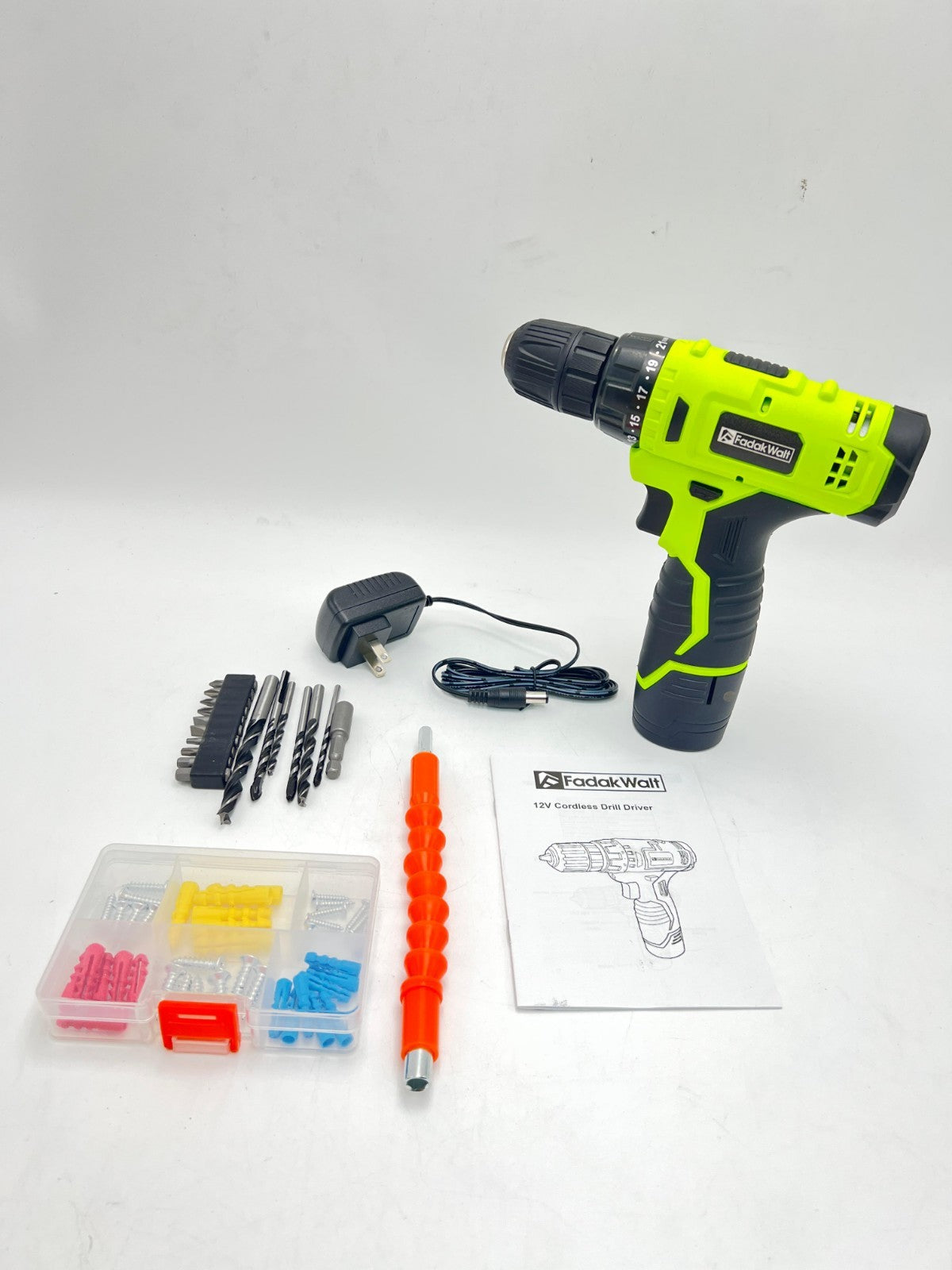 FadakWalt 12V Cordless Drill Set DC8212A—LED, 0–650 RPM, 19 Nm—NEW