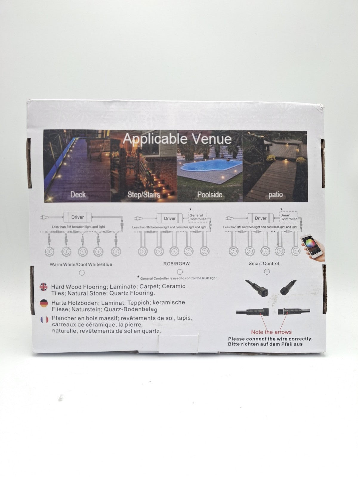 GEYUEYA Home RGB Decking Lights Kit, 30MM 12V 0.5W Bluetooth APP