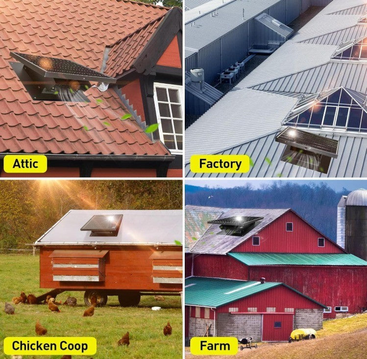 25W Solar Roof Vent Fan with 8 Inch Removable Roof Vents,Solar Attic Exhaust Fan