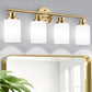 4-Light Vanity Lights, Brushed Gold Bathroom Light Fixture with Striped Texture