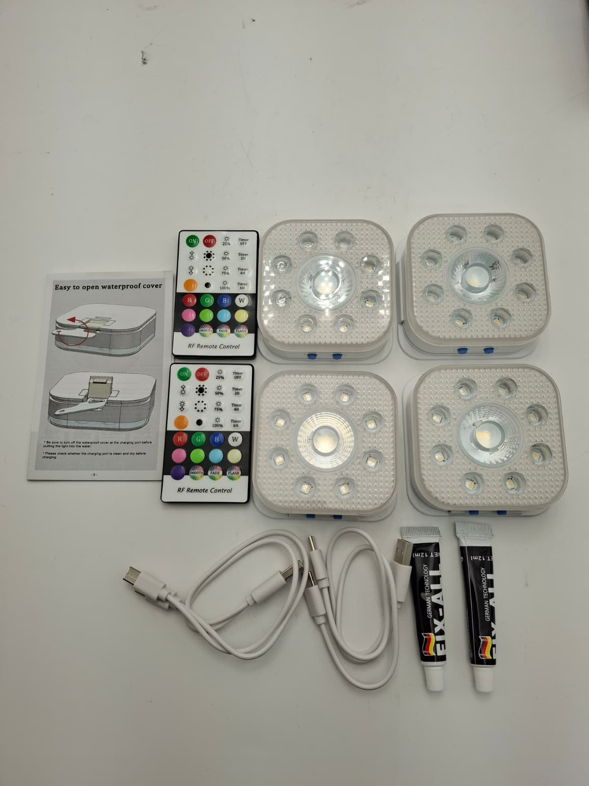 LOFTEK Pool Lights 4 Pack, Rechargeable Submersible LED Lights with Remote,