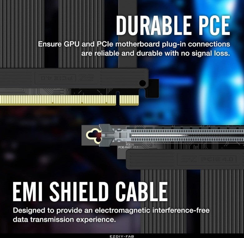 EZDIY-FAB PCI Express 4.0 16x Flexible Cable Extension Port Adapters for Graphic