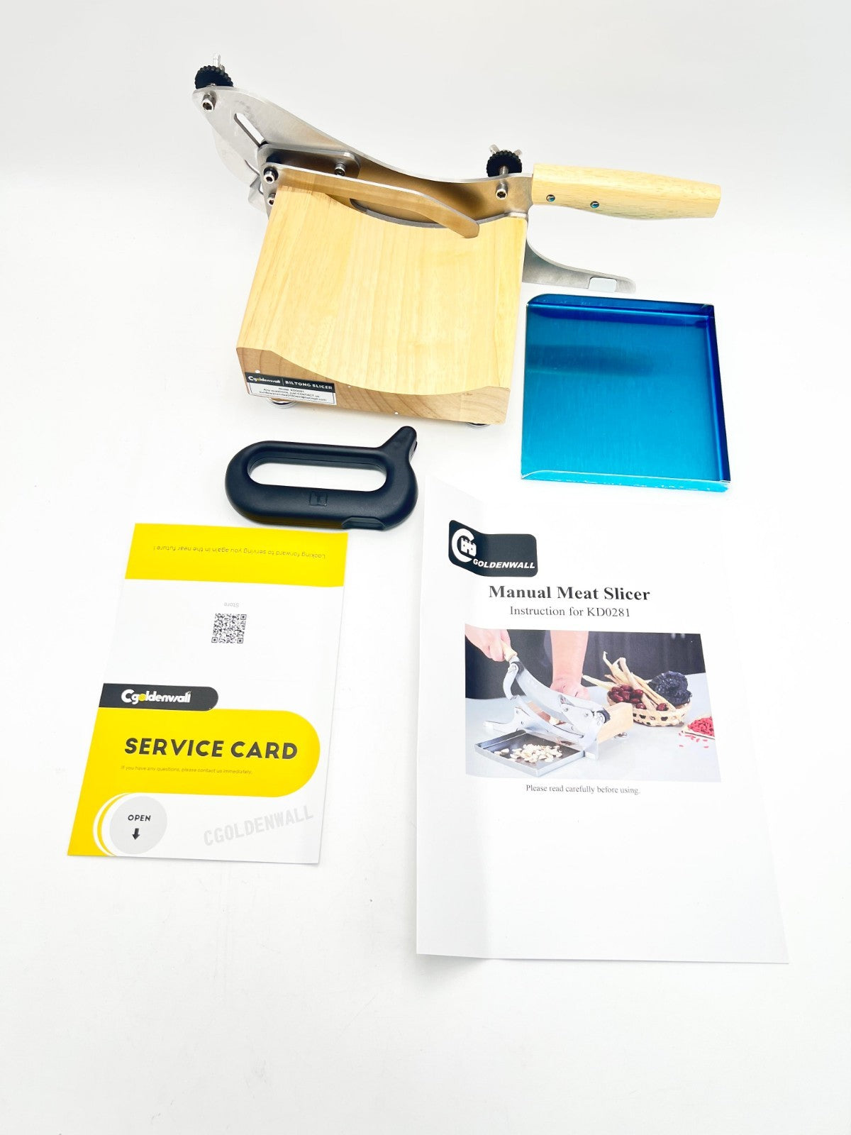 CGOLDENWALL 2 Blades Chinese Medicine Slicer Manual Radiused Biltong Slicer,