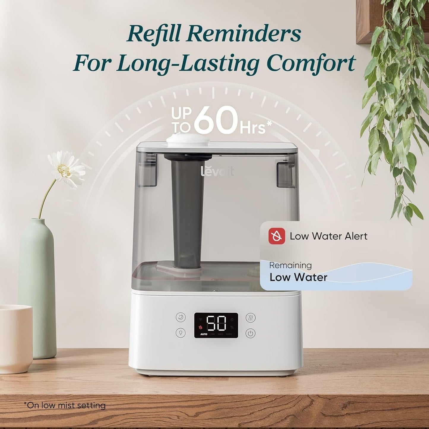 LEVOIT Smart Humidifiers for Bedroom Large Room Home,(6L) Cool Mist Top Fill Ess