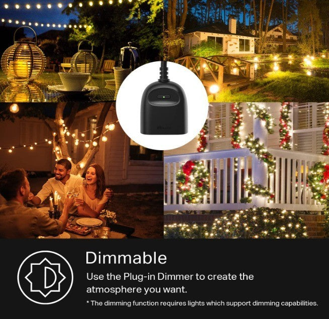 Kasa Outdoor Smart Dimmer Plug, IP64 Plug- in Dimmer for Outdoor String Lights