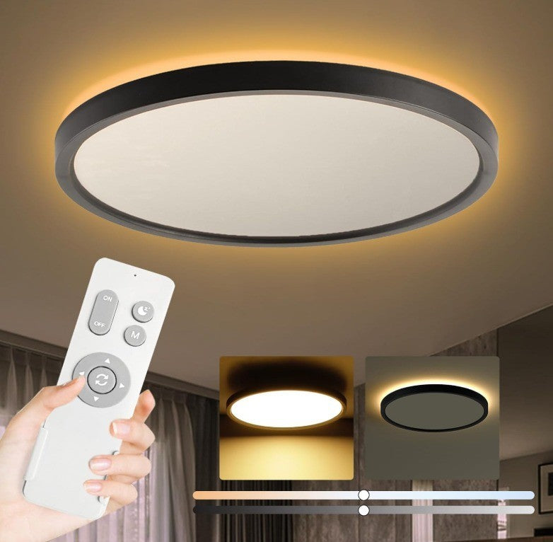 Roomratv Black Ceiling Light Fixture with Remote Control, with 3000K Warm Nightl