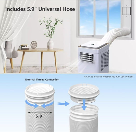 Portable AC Window Vent Kit with 5.9" Exhaust Hose, Adjustable PVC Window Seal P