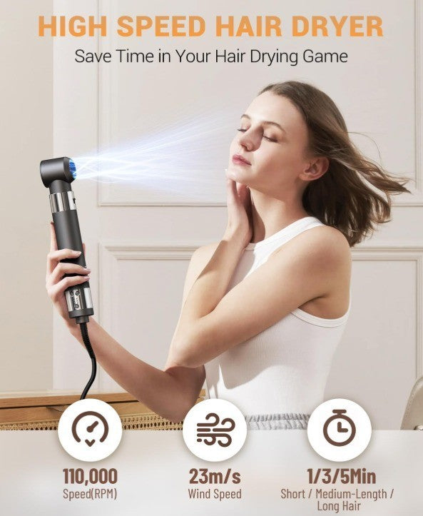 Hair Dryer Brush 6 in 1 Professional Hot Air Styler 110,000 RPM Auto Wrap Curler
