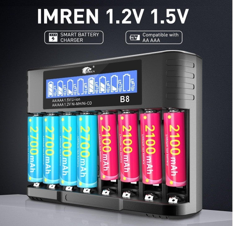AA AAA Battery Charger, AA Battery Charger for 1.2V NiMH/NiCD 1.5V Lithium Ba...
