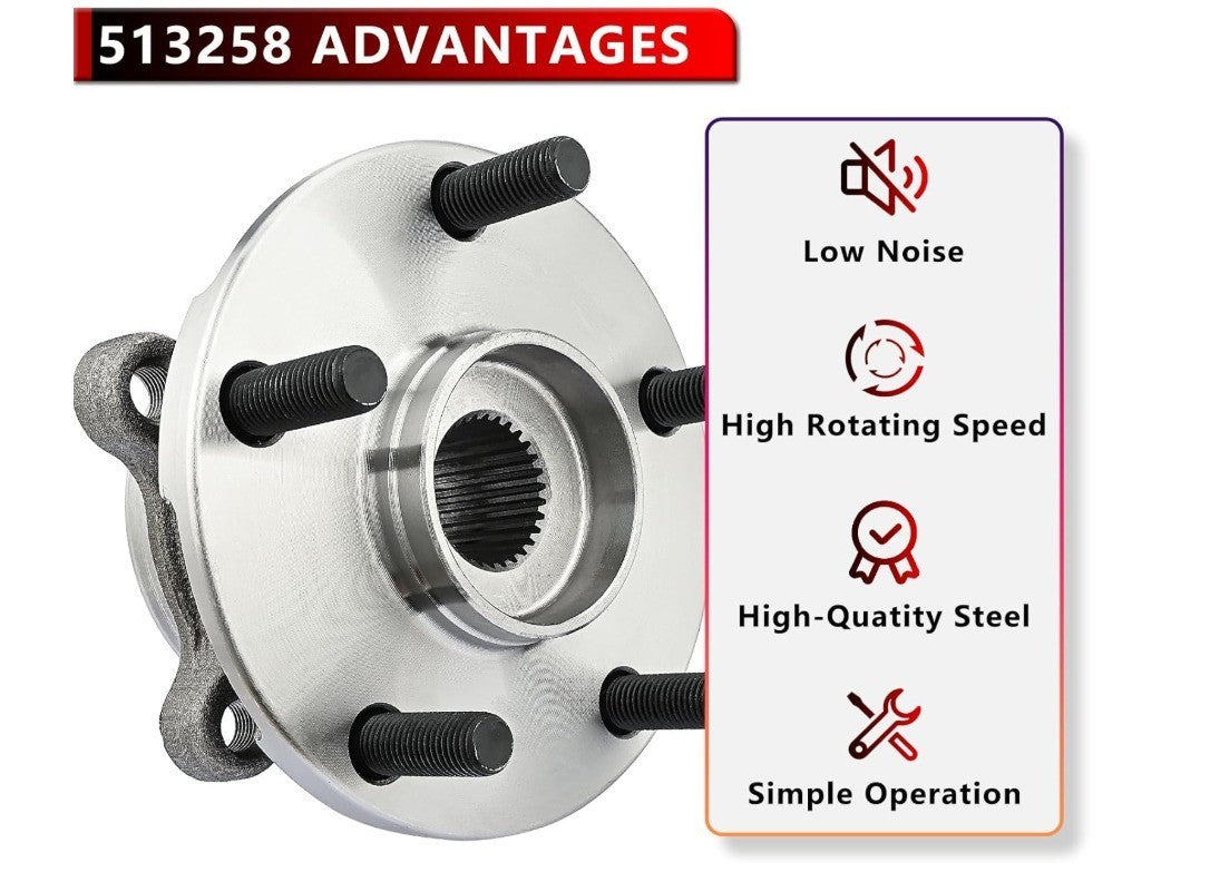 513258 (Pair) Front Wheel Bearing Hub Assembly for Scion TC 2011-2016, for Toyot