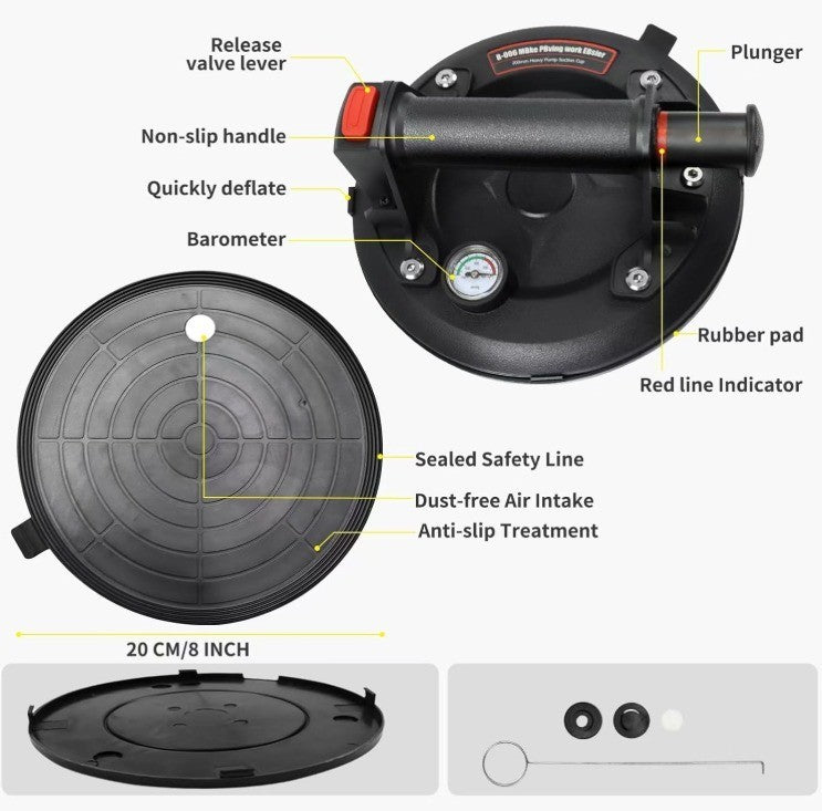 8" Heavy Duty Suction Cups for Glass - 2 Pack with 600 lbs Load Capacity, Hea...