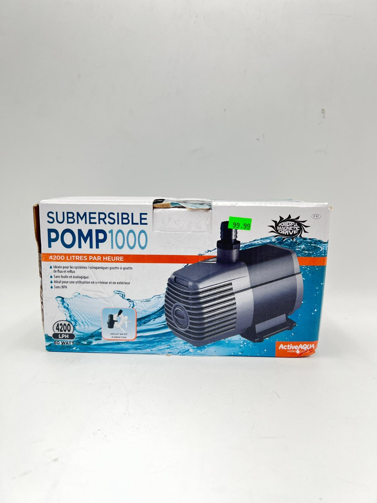 ACTIVEAQUA HYDRO CULTURE SUBMERSIBLE POMP1000, 4200 LITERS PAR HEURE, 80WATT