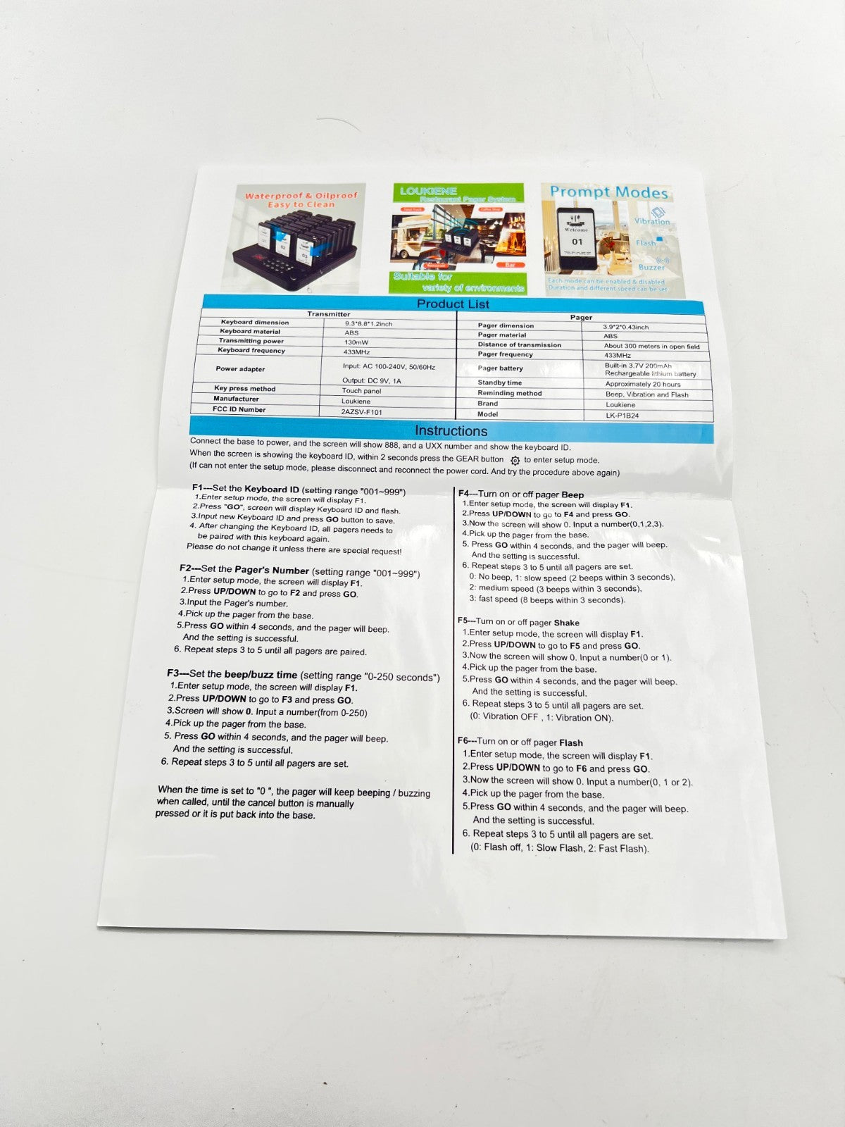 Restaurant Pager System, 24 Pagers, Social Distancing Pagers for Restaurants Pag