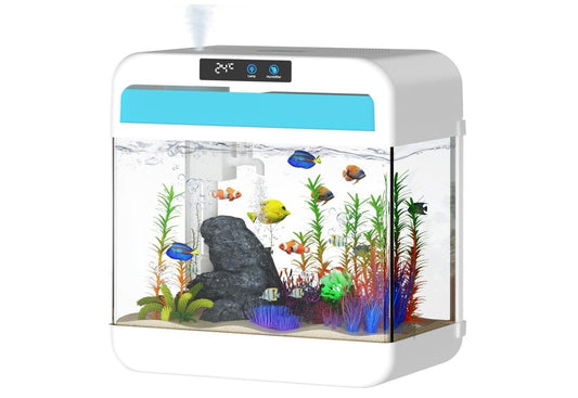 Fish Tank Aquarium 2.2 Gallon with Humidifier 7 Color  Auto-Looping Light White