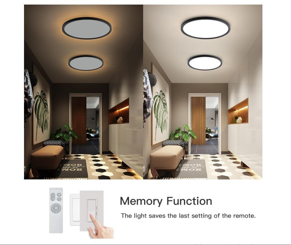 Roomratv Black Ceiling Light Fixture with Remote Control, with 3000K Warm Nightl