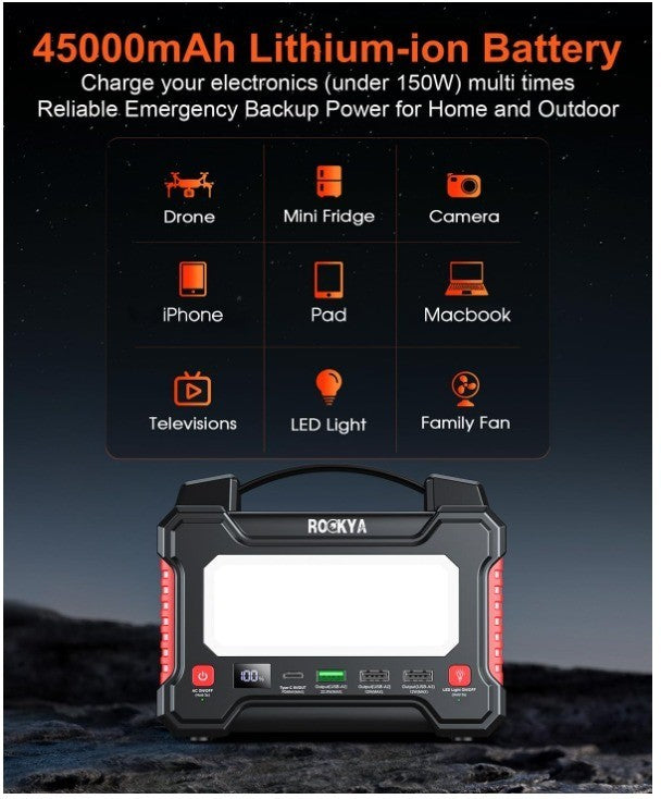 166.5Wh Portable Power Station 150W Laptop Charger,Lithium Battery Power Bank So