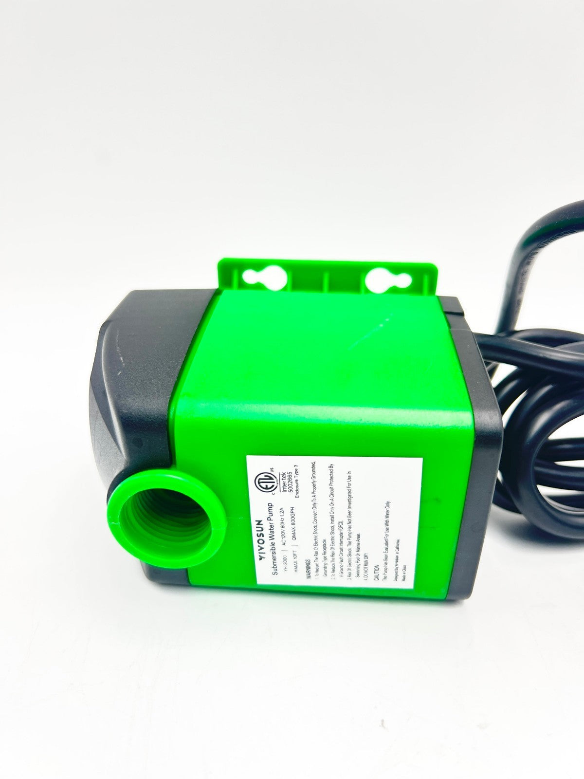 VIVOSUN 800GPH Submersible Pump(3000L/H, 24W), Ultra Quiet Water Fount open box