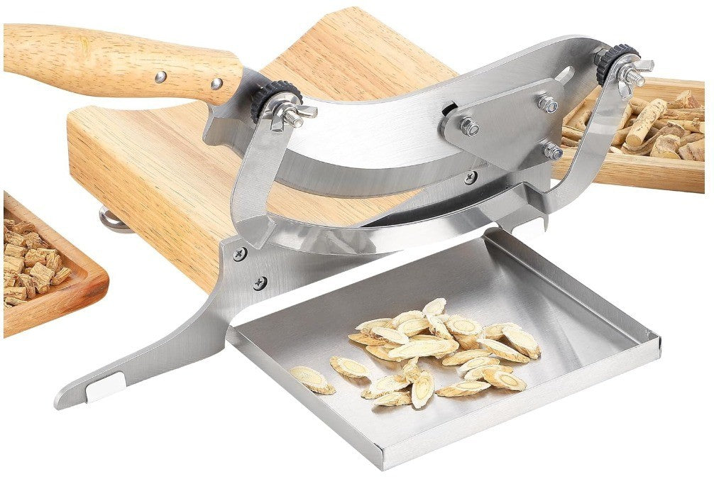CGOLDENWALL 2 Blades Chinese Medicine Slicer Manual Radiused Biltong Slicer,