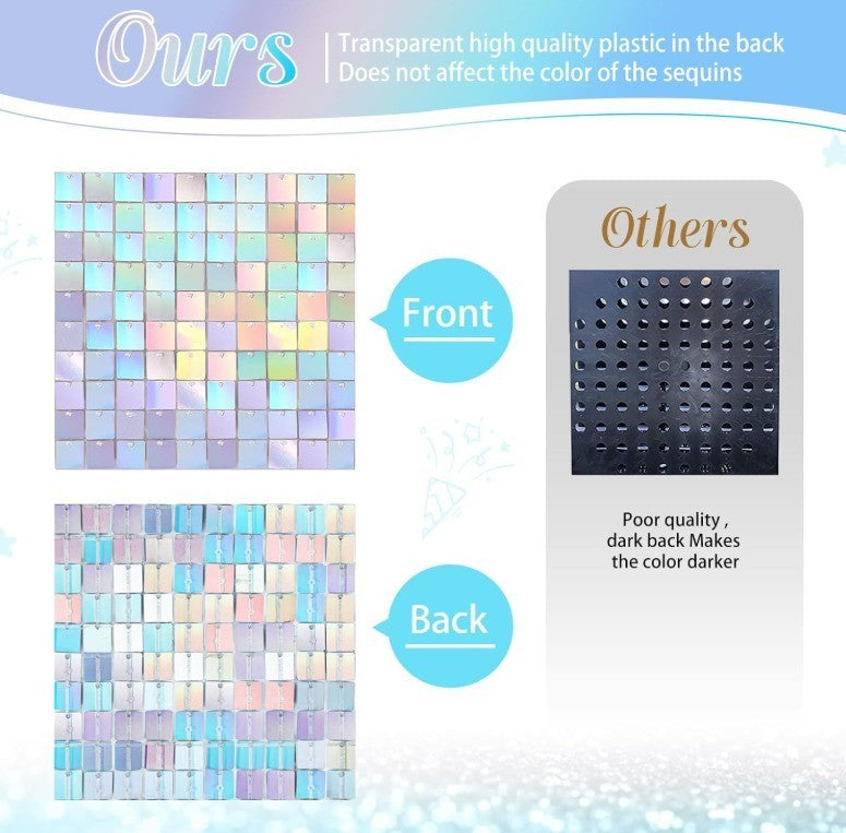 9FTx4FT Black Shimmer Wall Backdrop Halloween Photo Backdrop Shiny Square Panel