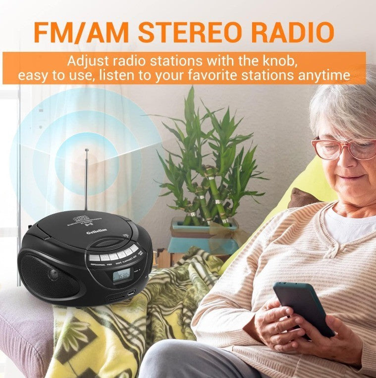 Gelielim Portable CD Players for Home, CD Boombox with AM/FM Stereo Radio, Bl...