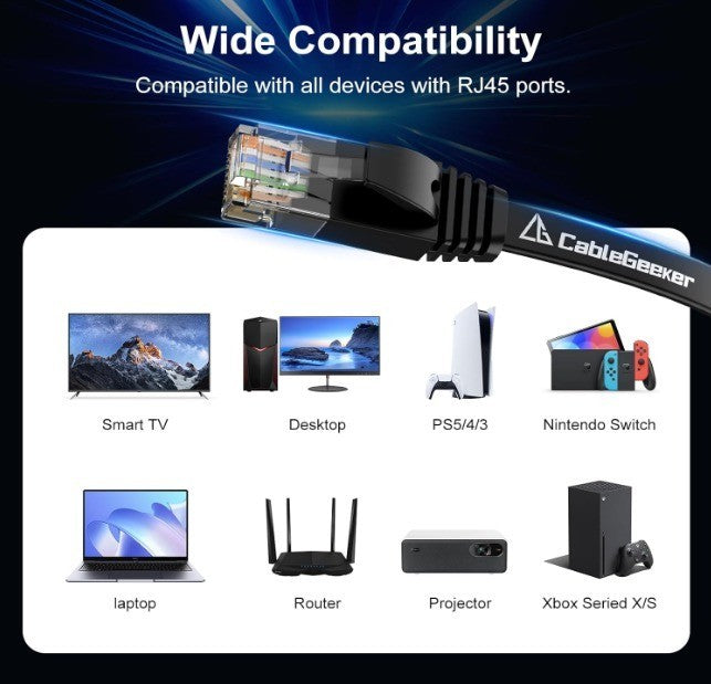 Cat 6 Ethernet Cable 100 ft, Indoor&Outdoor, High Speed 10Gbps Internet Network