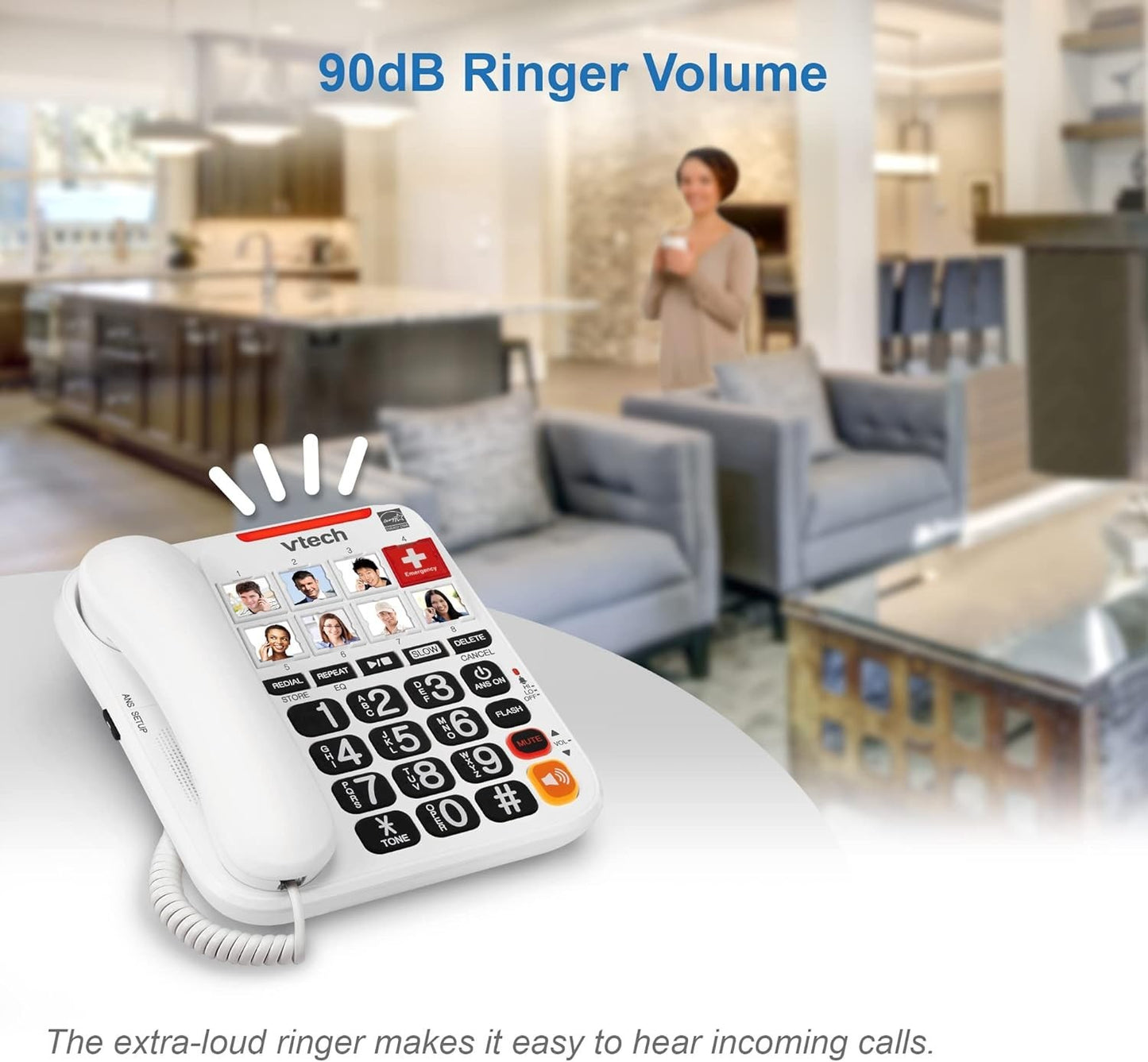 VTECH SN1127 Amplified Corded Answering System Photo Speed Dial 90dB Ringer Vol.
