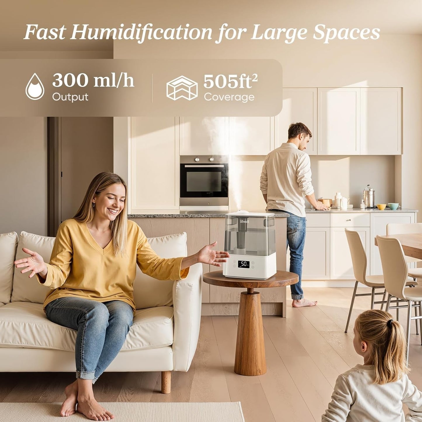 LEVOIT Smart Humidifiers for Bedroom Large Room Home,(6L) Cool Mist Top Fill Ess