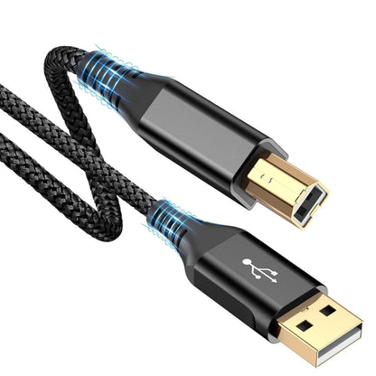 20FT High-Speed USB 2.0 A to B Male Cable - Reinforced & Braided for Durability